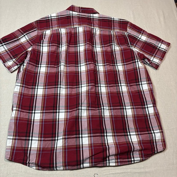 Carhartt Mens Sz 2XLT XXL TALL Loose Fit Short Sleeve Red Plaid Work Wear - Picture 3 of 5
